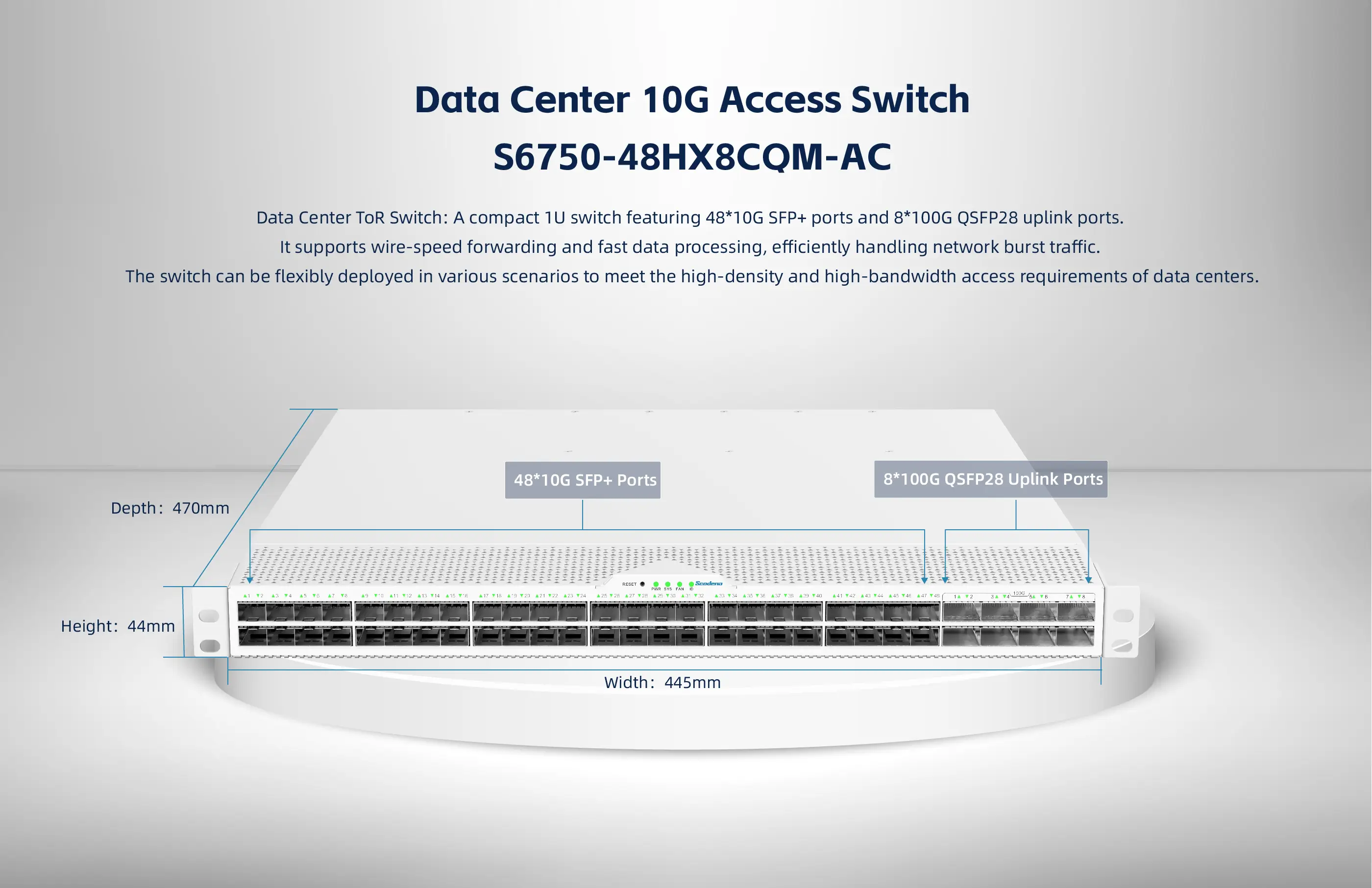 48-Port 25G SFP28 with 8-Port 100G QSFP28 High-Performance Data Center Switch(Marvell)